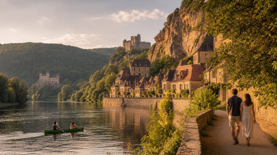 Ambiance romantique inspirée de la vallée de la Dordogne entre La Roque-Gageac et Beynac