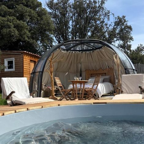 Dôme avec spa privatif - Domaine l'Aghja Vallica en Haute-Corse avec piscine