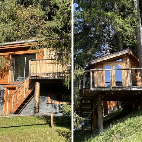 Cabane dans les arbres Entre les Arbres en Haute-Savoie avec terrasse