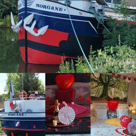 Bateau Péniche Morgane 2 SAS Les Bêtises dans le Nord avec terrasse